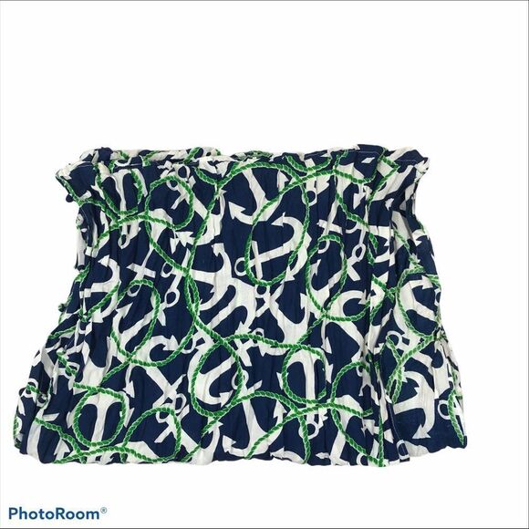 Blue and Green Anchor Infinity Scarf with Buttons - Picture 4 of 7